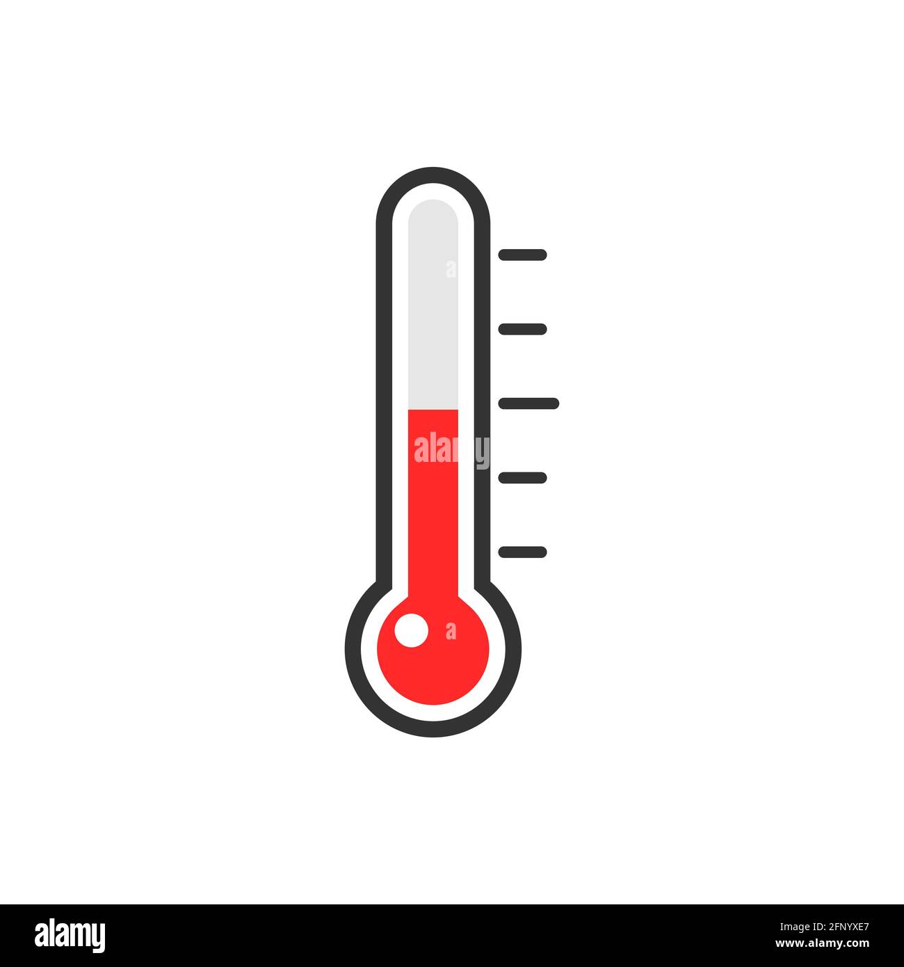 Thermometer icon. Measurement instrument. Weather thermometer with red
