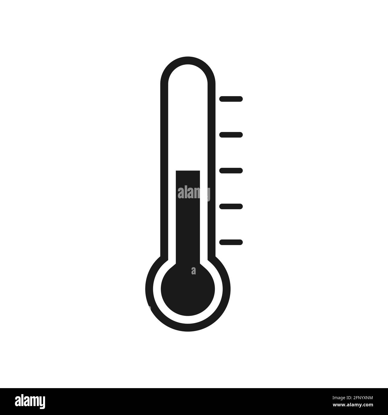 Thermometer icon. Measurement instrument. Weather thermometer black silhouette. Medical device. Vector illustration isolated on white. Stock Vector