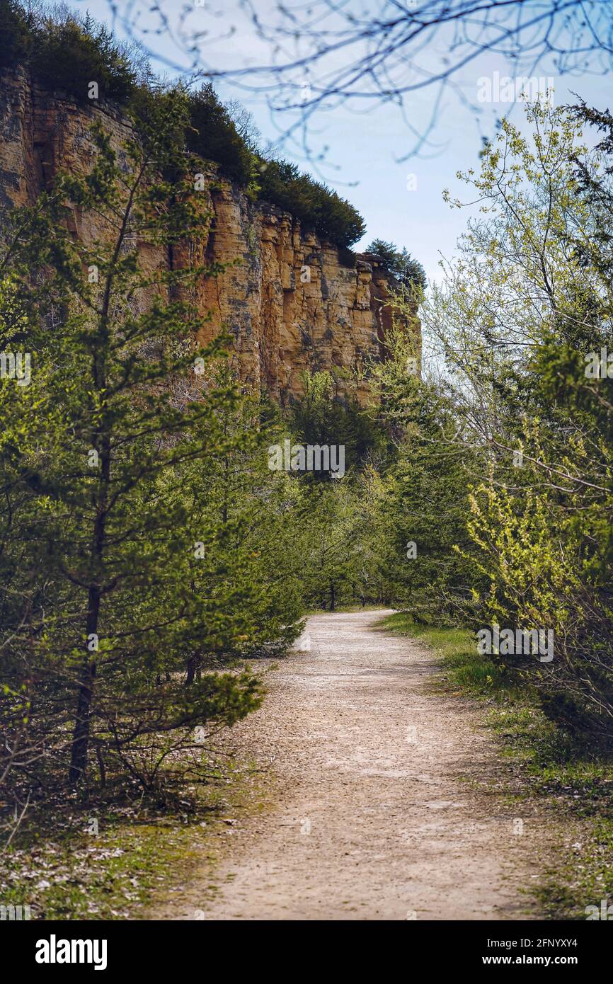 Trail through Mines of Spain State Recreation Area, Dubuque County, Iowa, USA Stock Photo