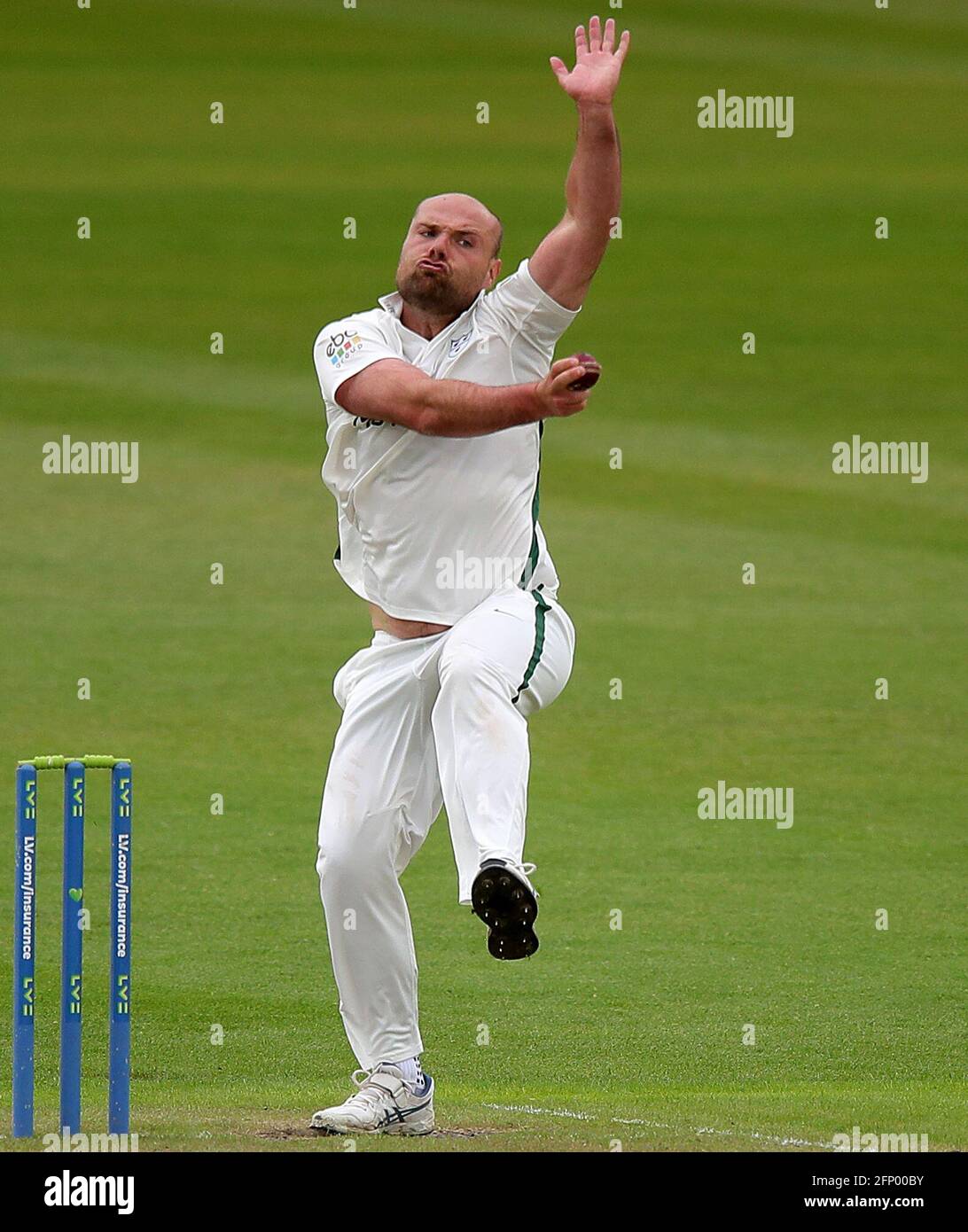 Worcestershire's Joe Leach bowls during day one of the LV= Insurance County Championship match at Trent Bridge, Nottingham. Picture date: Thursday May 20, 2021. Stock Photo