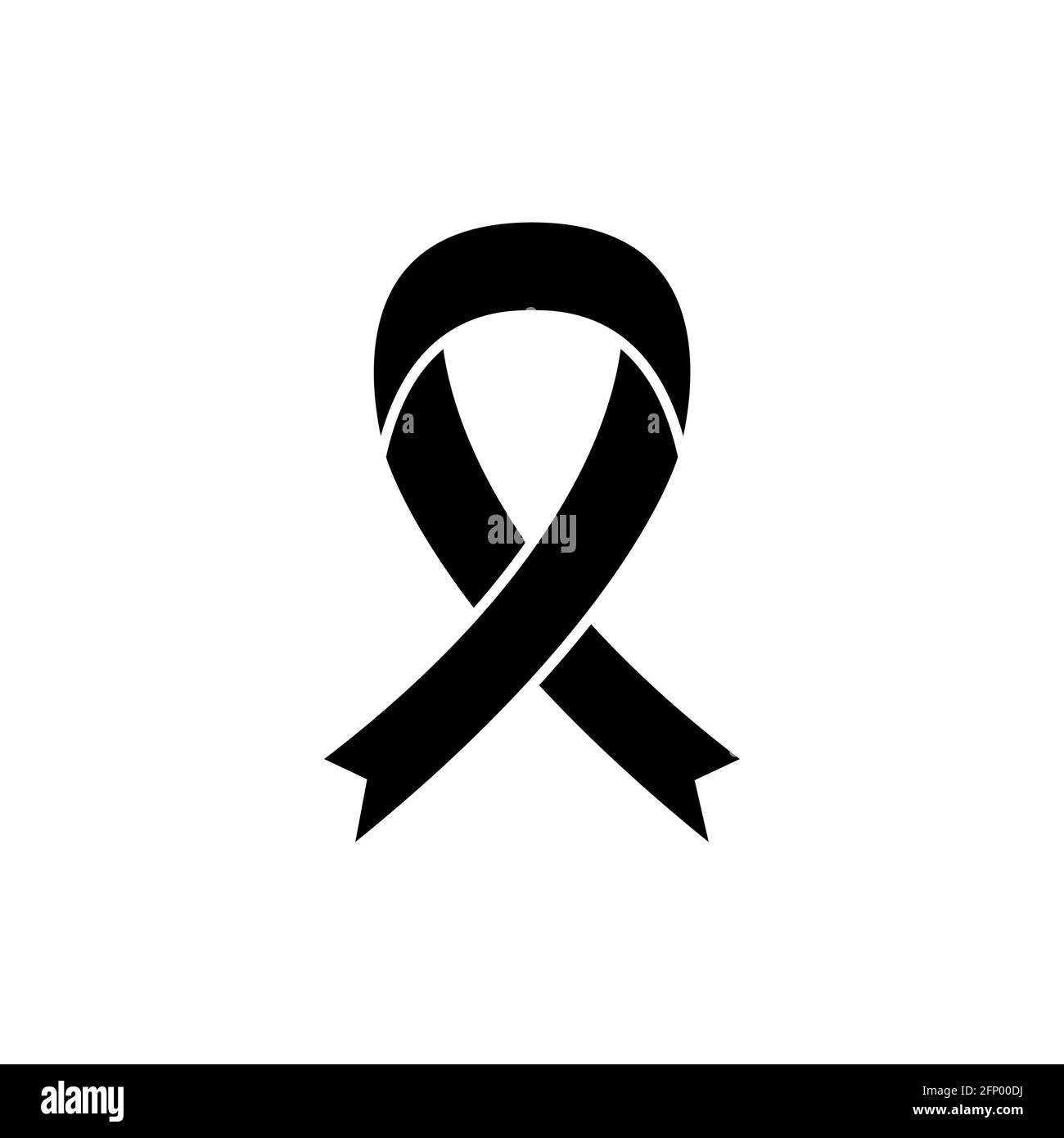 Mourning ribbon, Black awareness ribbon isolated on white background