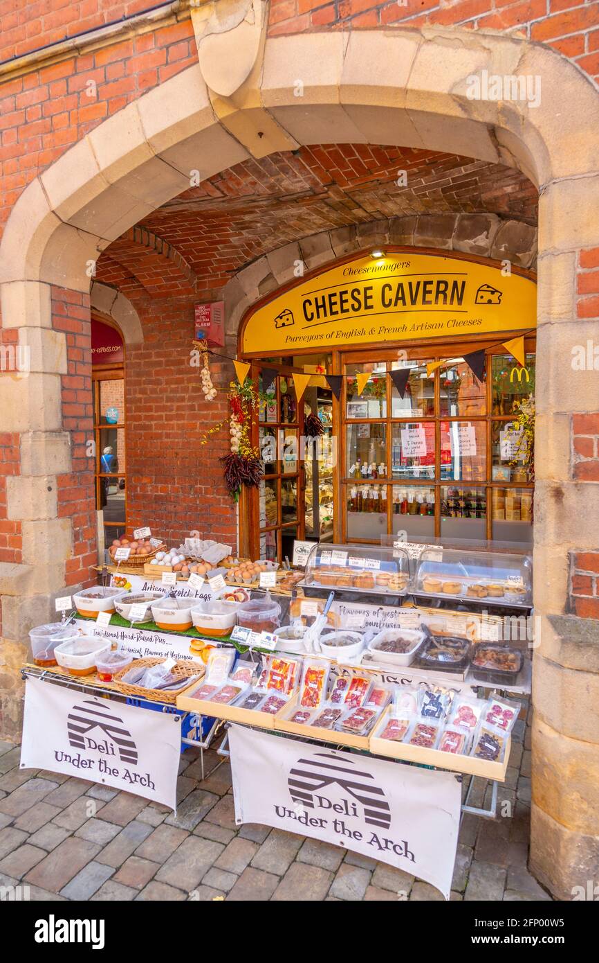 View of cheese shop on Conduit Street, Lichfield, Staffordshire, England, United Kingdom, Europe Stock Photo