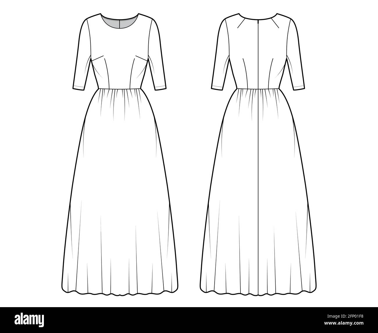 Dress, Fashion Flat Sketch Template, Stock, Vector Royalty Free SVG,  Cliparts, Vectors, and Stock Illustration. Image 141610489.