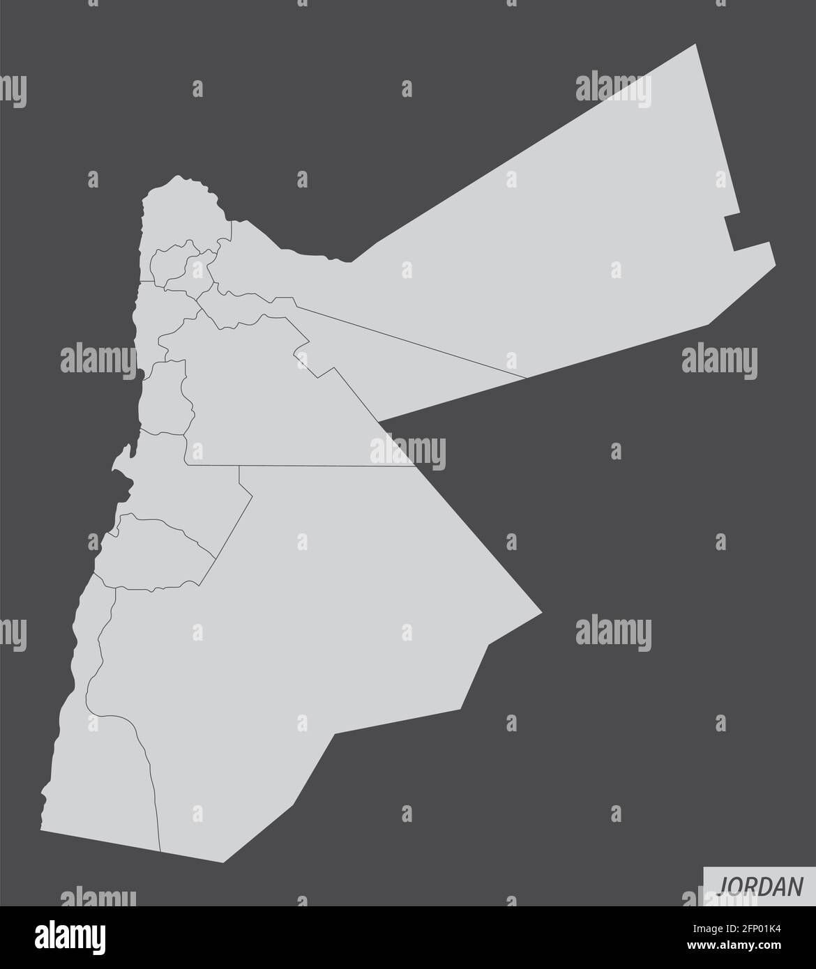 Jordan administrative map isolated on dark background Stock Vector ...