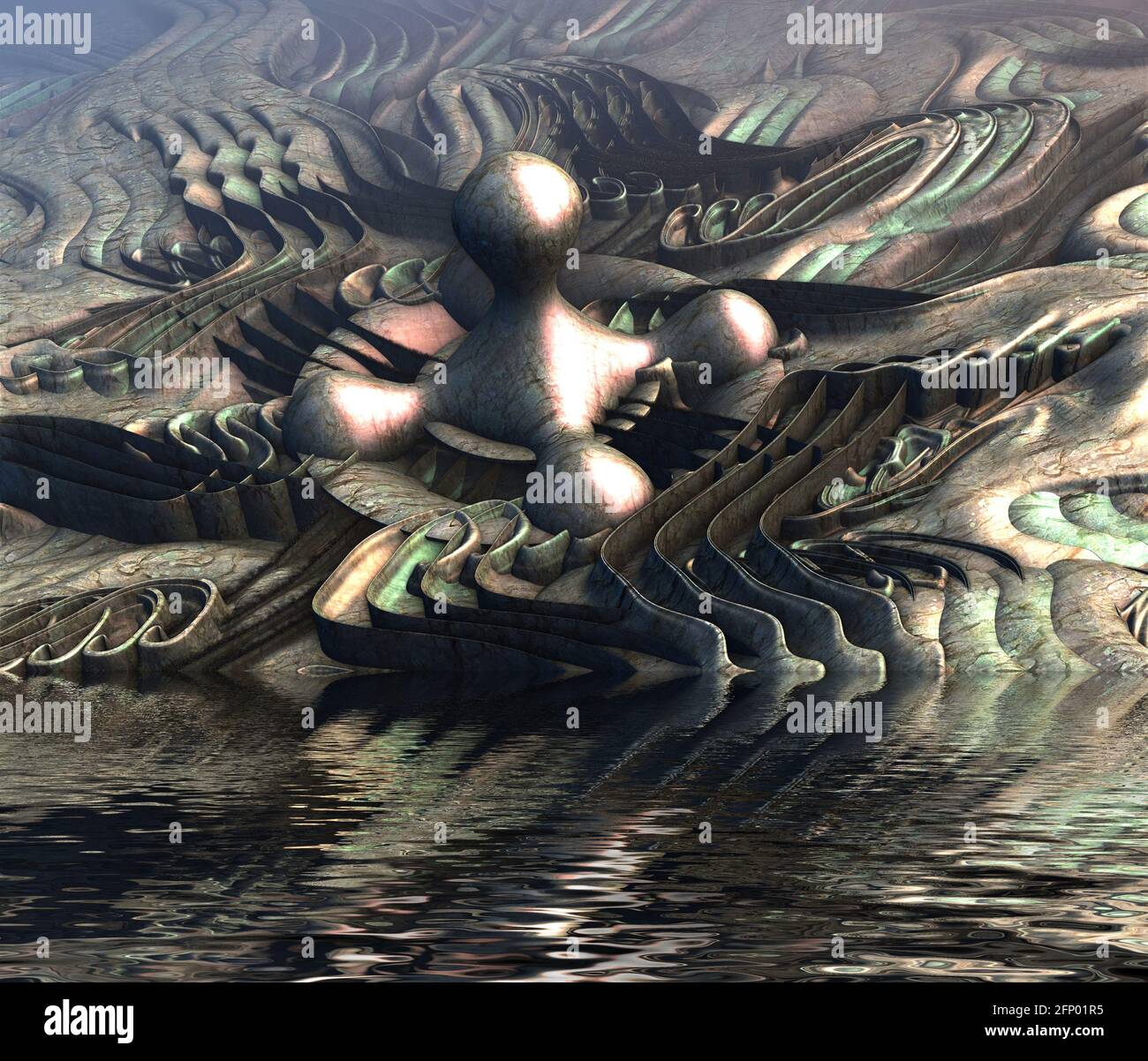 3D rendered illustration of virtual scenery for creative design, art ...