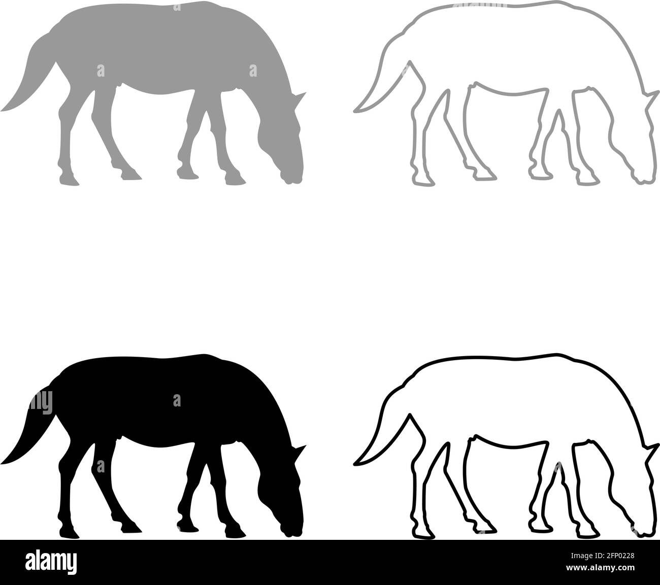 Steed Horse Equestrian Equine Stallion thoroughbred Mustang silhouette grey black color vector illustration solid outline style simple image Stock Vector