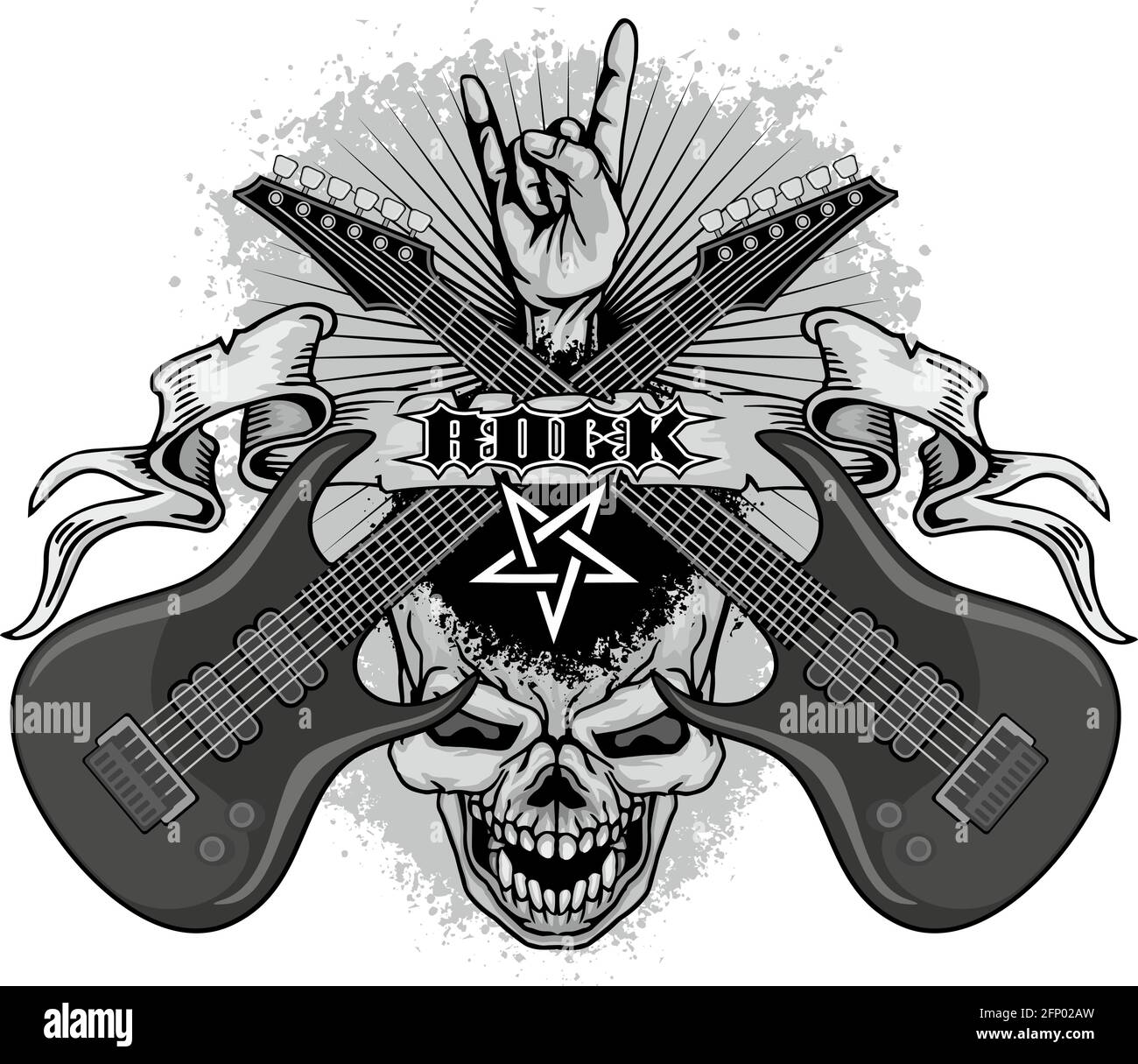 music sign with skull and guitars, grunge vintage design t shirts Stock  Vector Image & Art - Alamy