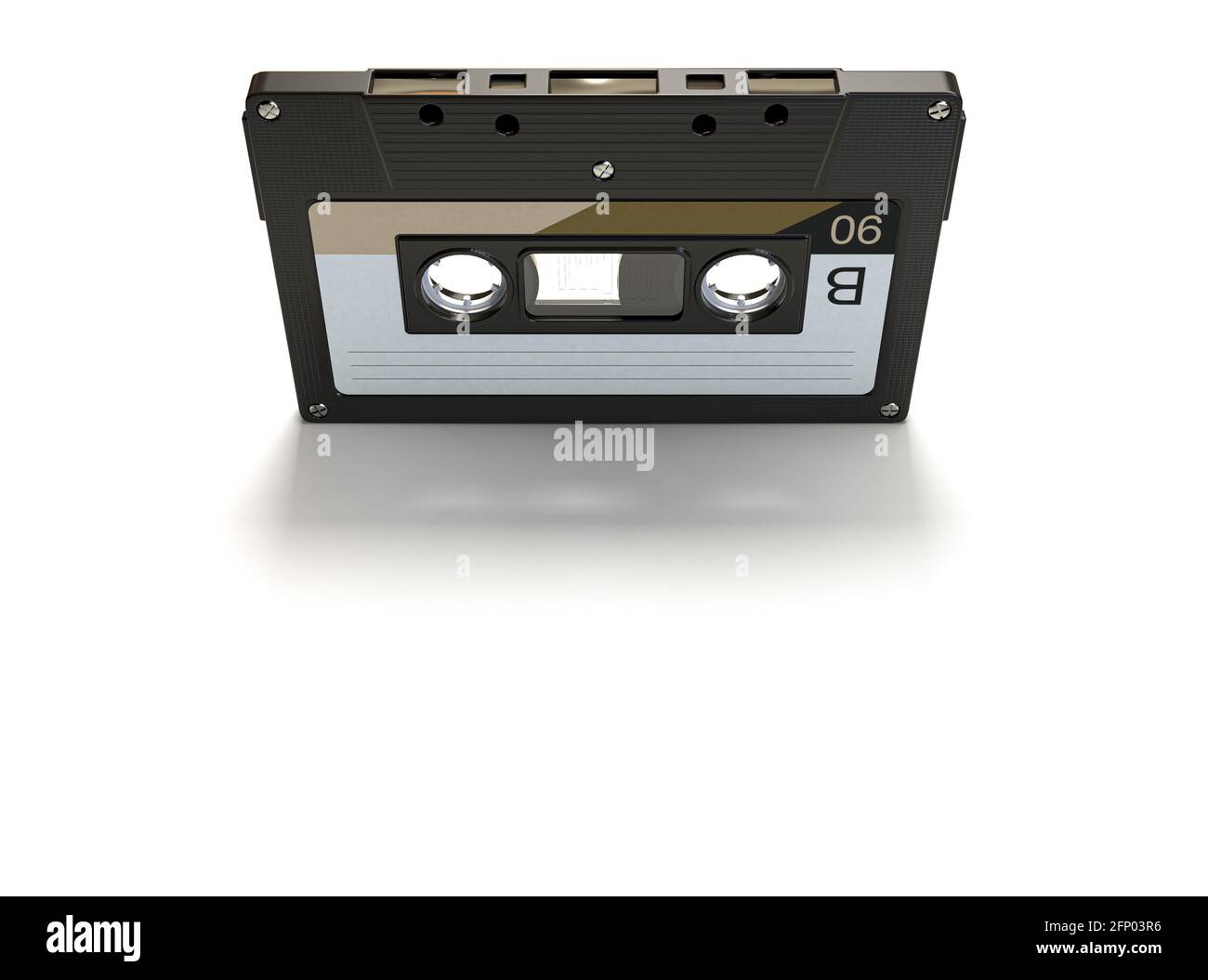 A concept showing a vintage audio cassette tape on an isolated background - 3D render Stock Photo