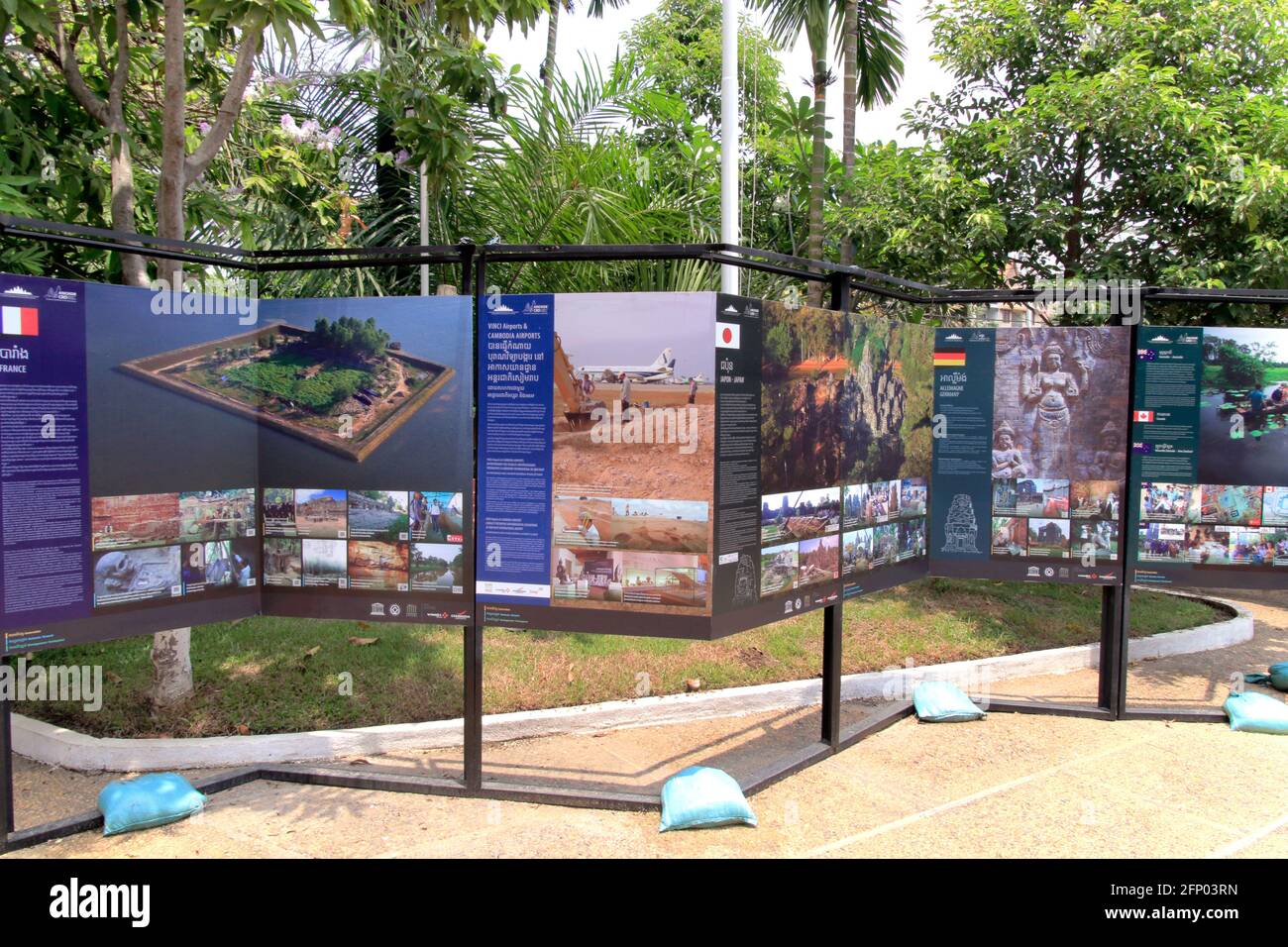 Panels of cooperating countries for preservation of Angkor ruins at the National Museum Stock Photo