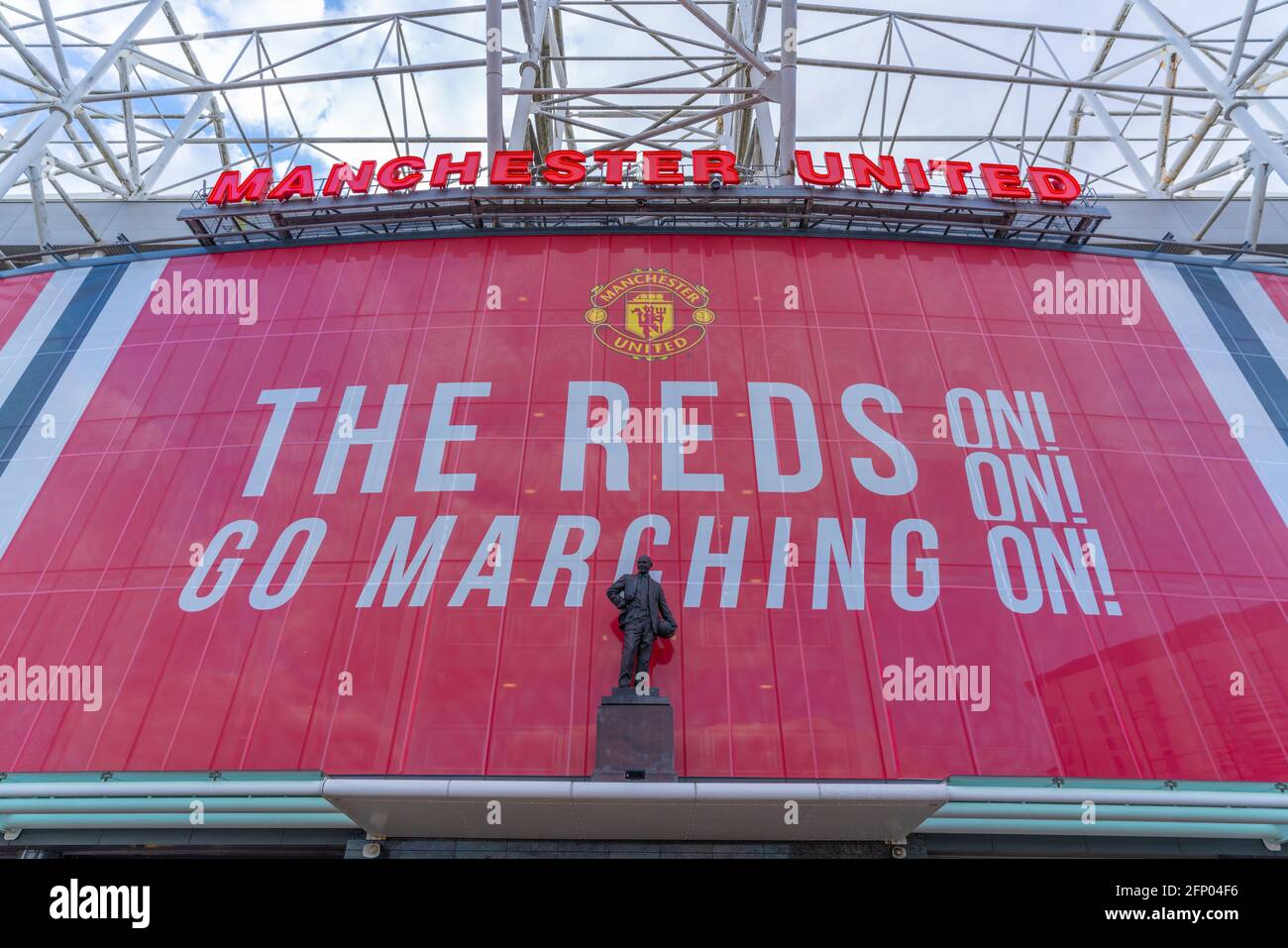 View of Old Trafford Football Stadium, Salford, Manchester, England