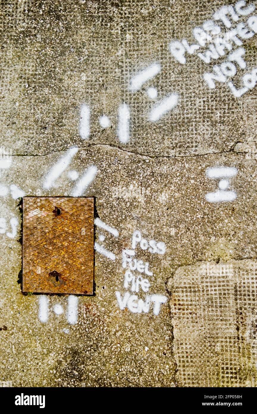 Fuel tank inspection cover and markings Stock Photo Alamy