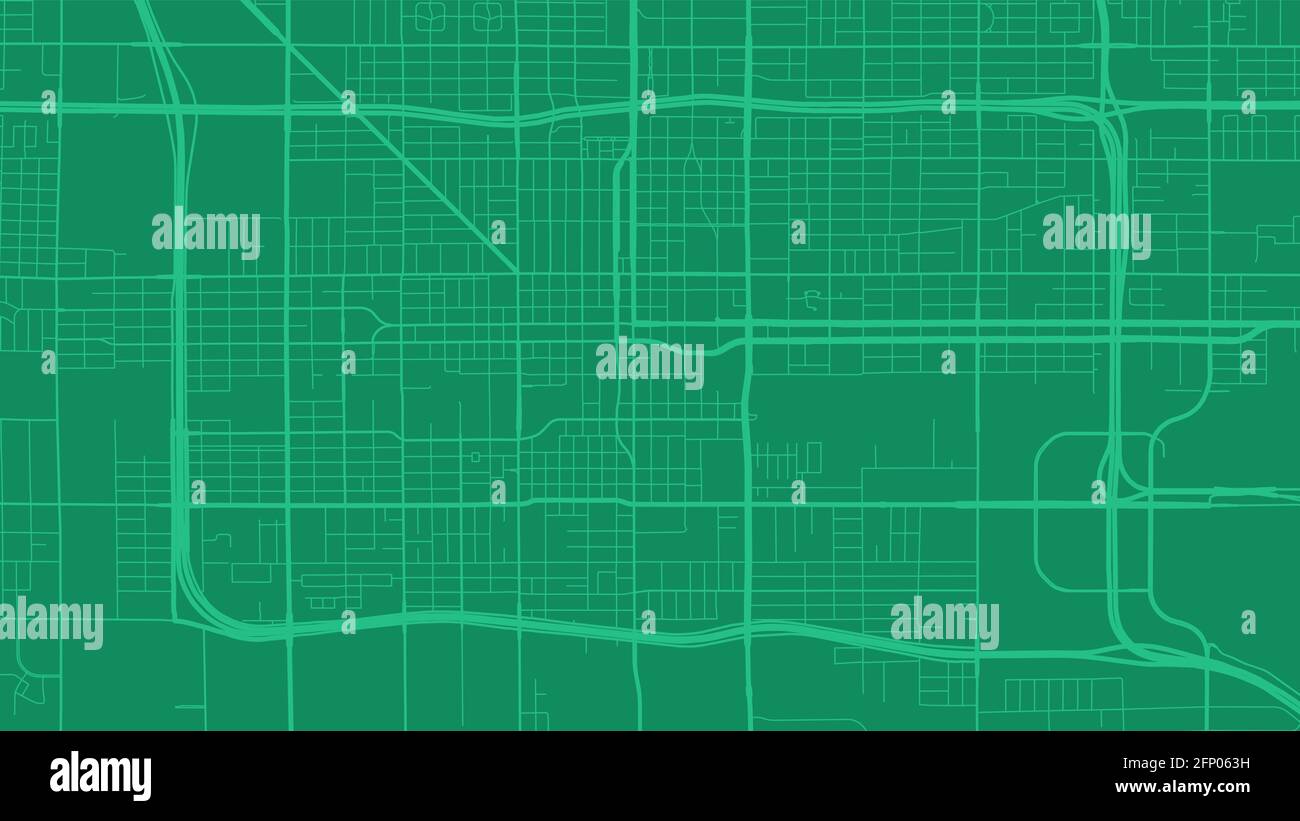 Green Phoenix city area vector background map, streets and water cartography illustration. Widescreen proportion, digital flat design streetmap. Stock Vector