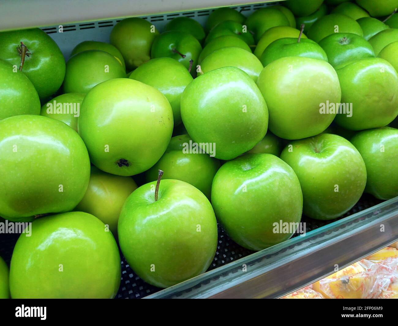fresh green apples in the refrigerator photo Stock Photo Alamy
