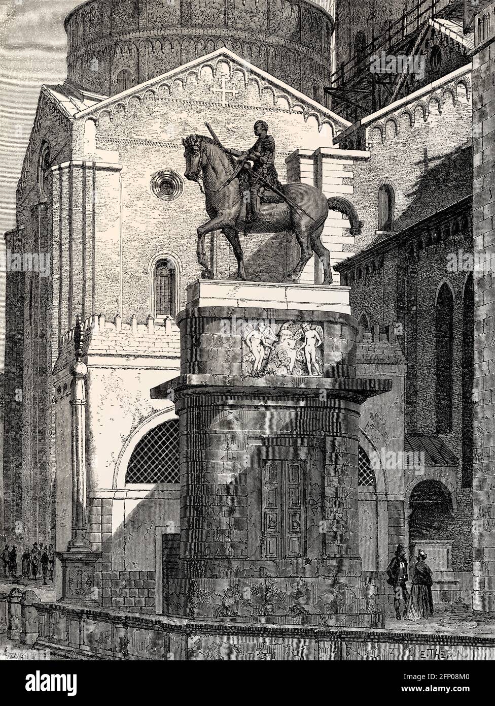Equestrian statue of the Venetian general Gattamelata, Basilica of Saint Anthony of Padua, Padua, Veneto, northern Italy, 19th century Stock Photo