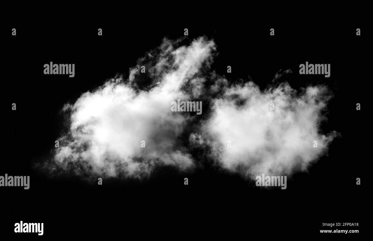 white Clouds isolated on black background. Stock Photo