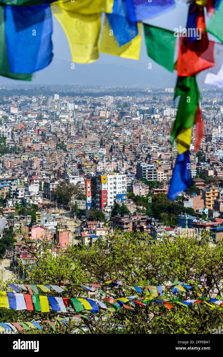 Kathmandu city view from Swayambhunath, Nepal Stock Photo
