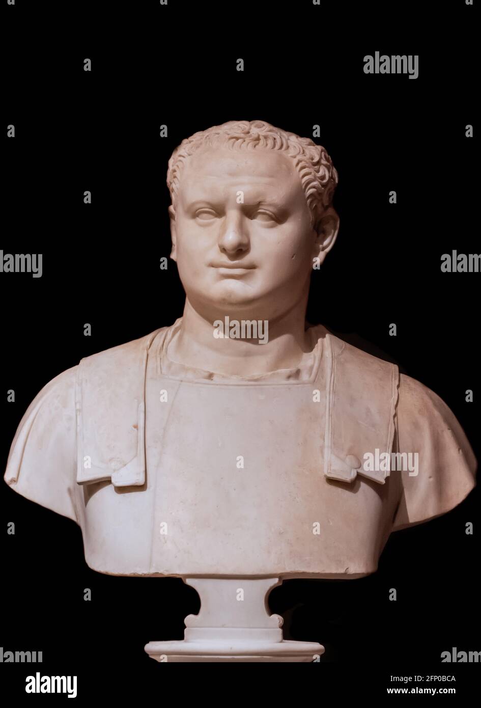 Close-up on ancient bus of roman man Stock Photo