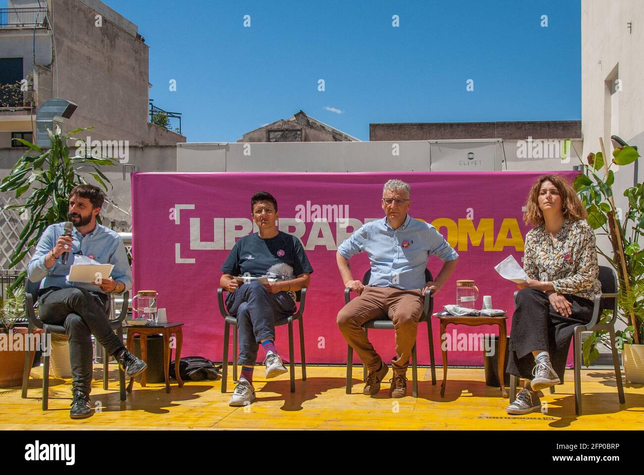 The leader of the LGBTQI movement runs for the center-left primaries. The presentation with Massimiliano Smeriglio, Amedeo Ciaccheri, Tatiana Marchisio. Stock Photo