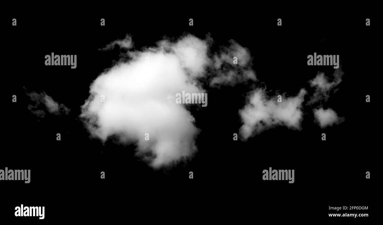 white Clouds isolated on black background. Stock Photo