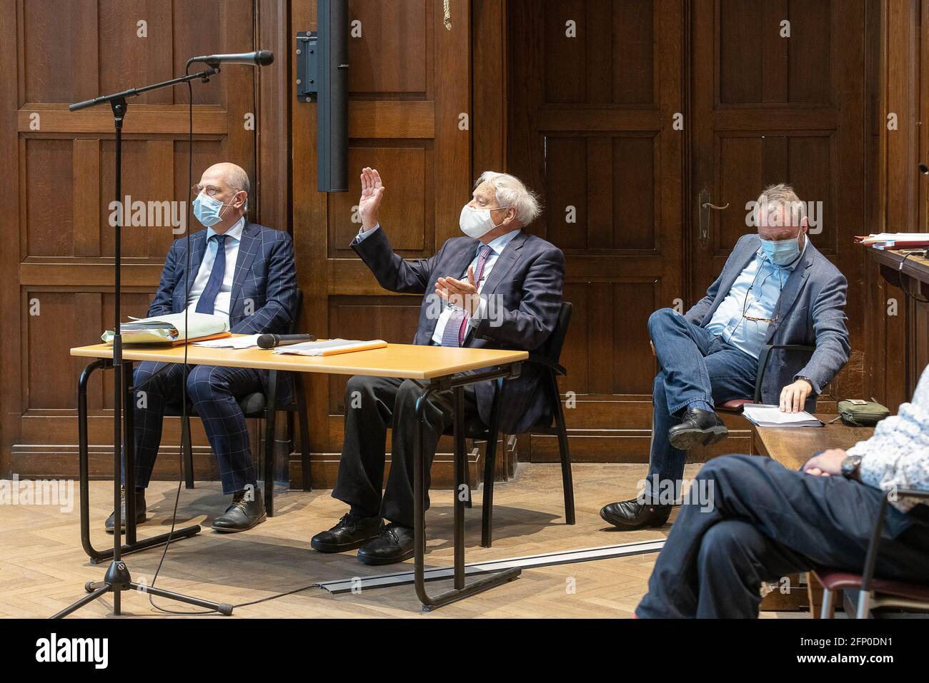 Tom Balthazar, Paul Cosyns and Werner Jacobs pictured during a session in the retrial of the doctor who euthanized Tine Nys, Thursday 20 May 2021, bef Stock Photo