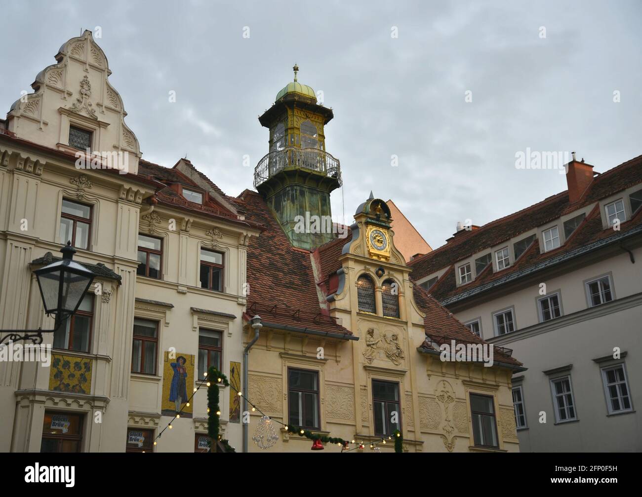 Scenic view of Baroque style buildings and the Carillon Glockenspiel