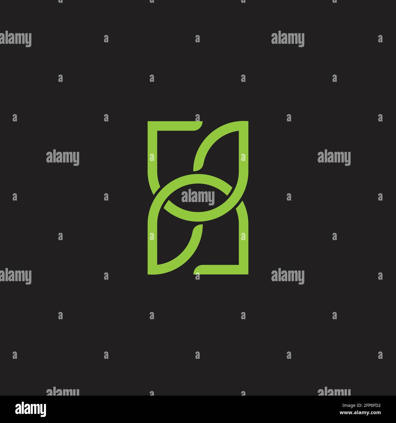 letter nu leaf shape geometric linear logo vector Stock Vector
