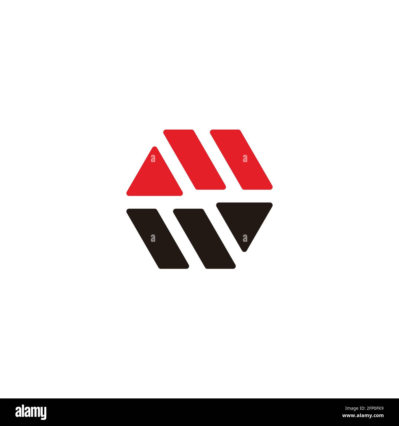 letters mw stripes geometric hexagon logo vector Stock Vector