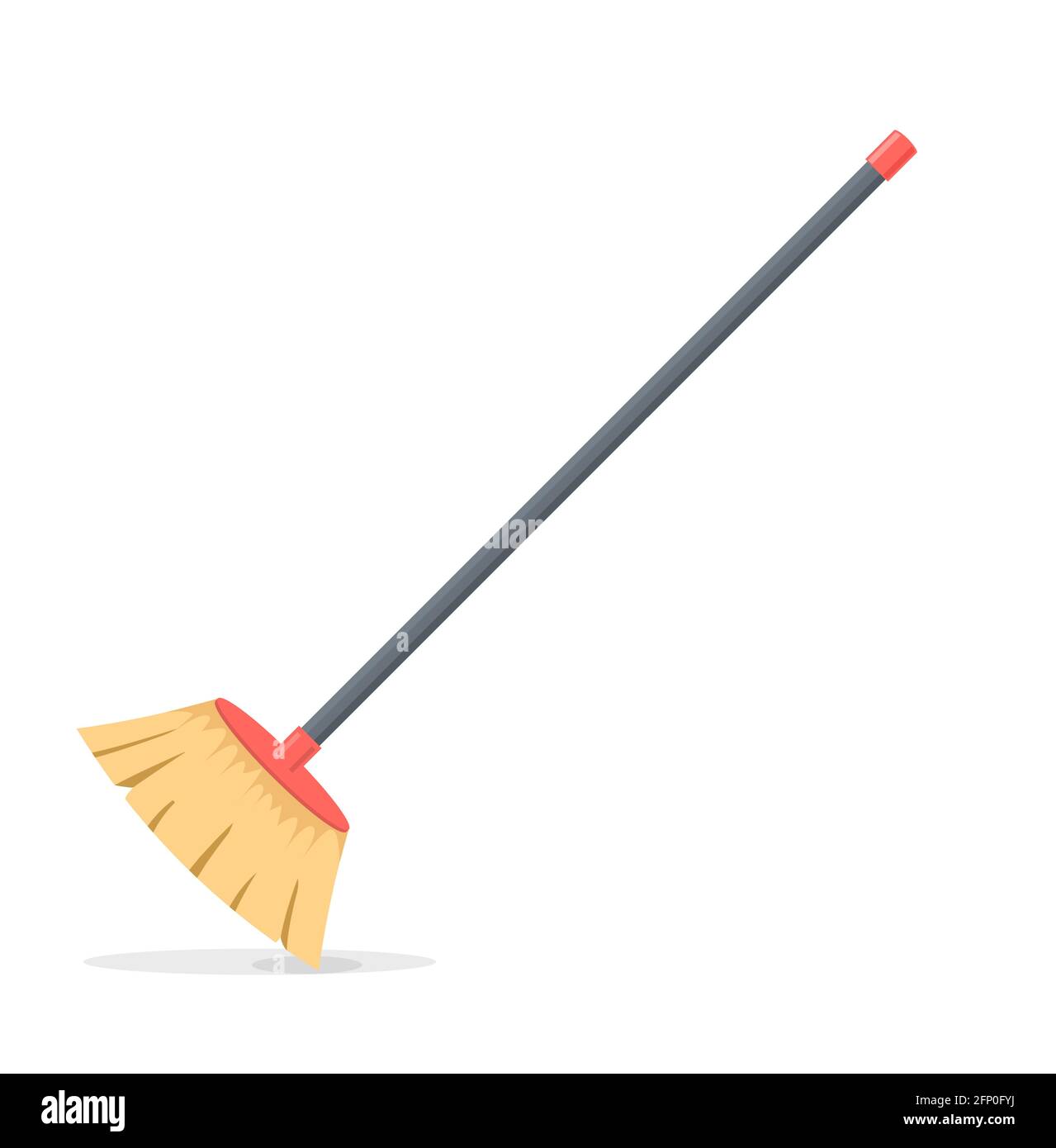 Broom mop sweep cartoon flat icon. Clean tidy dust cleanup vector