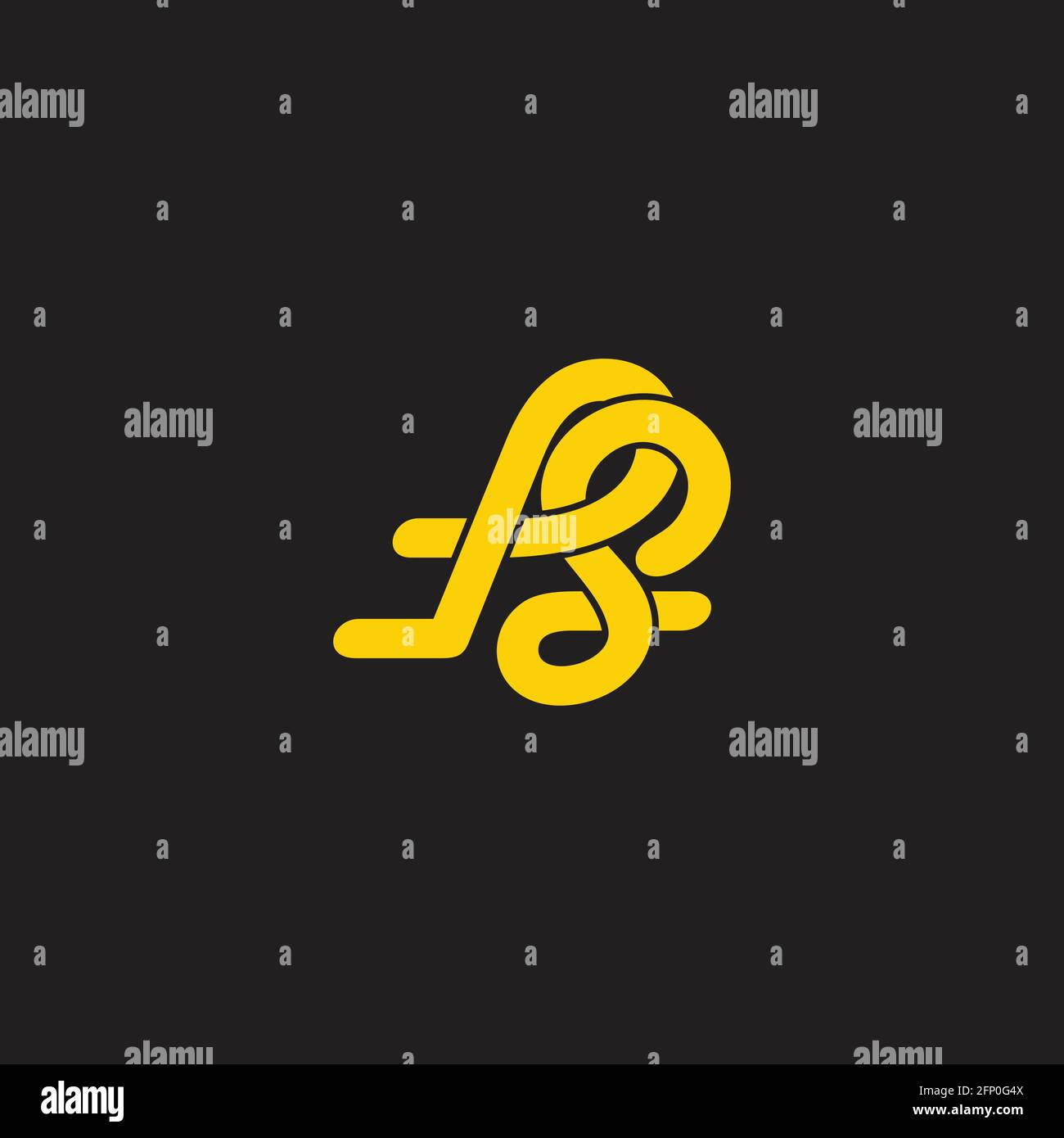 letter ps curves overlap 3d flat logo vector Stock Vector