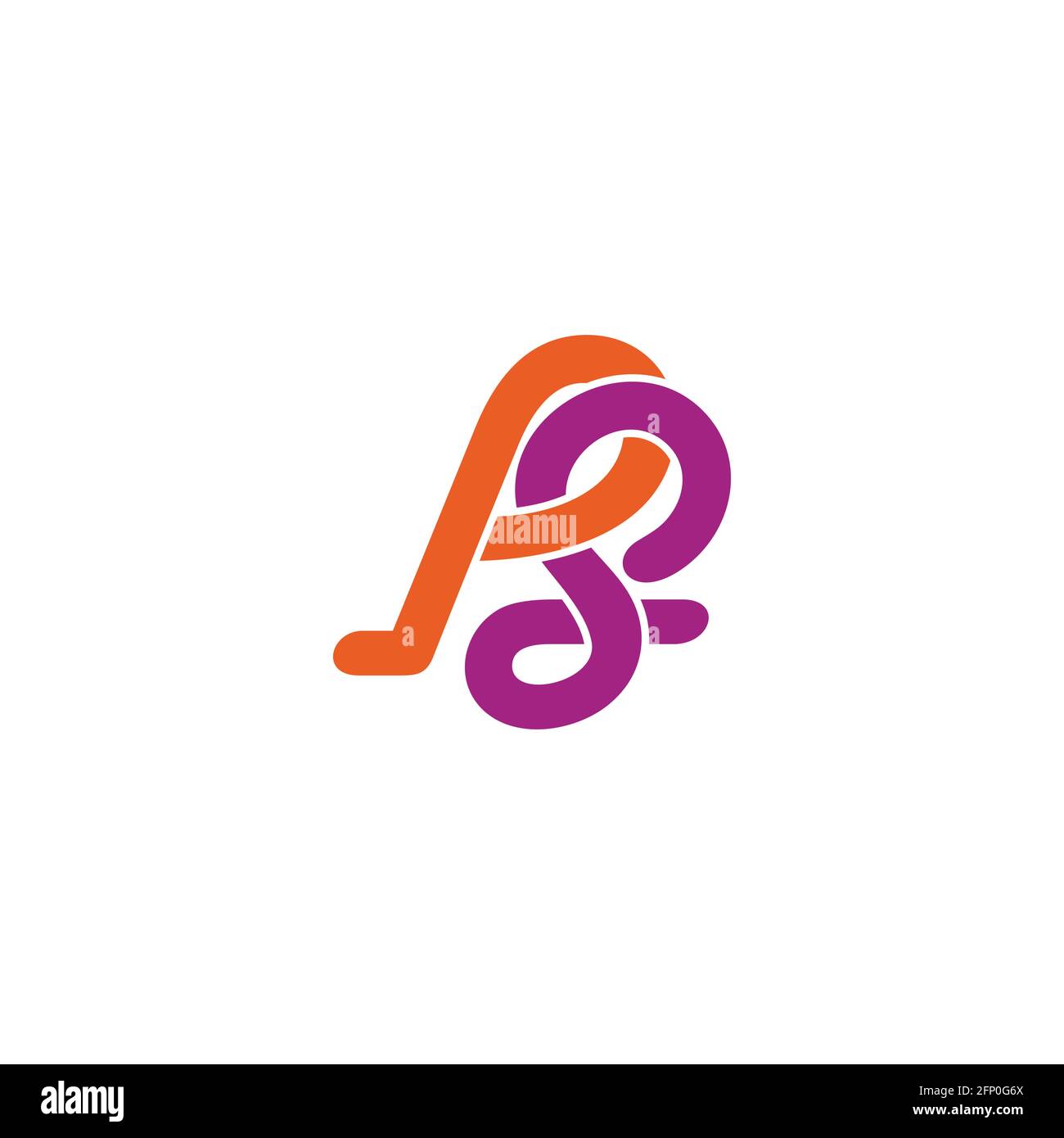 letter ps linked curves colorful line logo vector Stock Vector