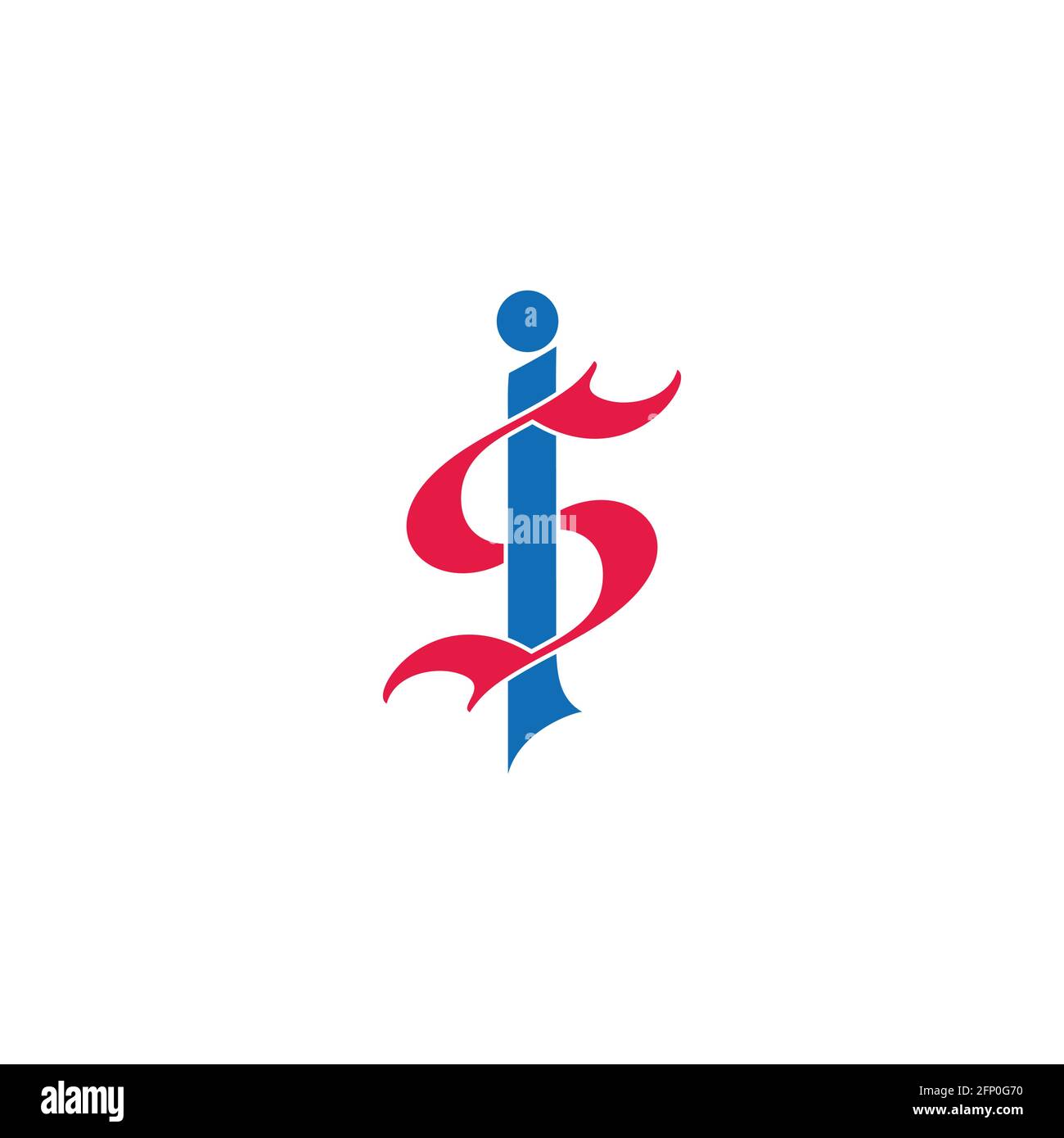 letter si simple linked curves colorful logo vector Stock Vector