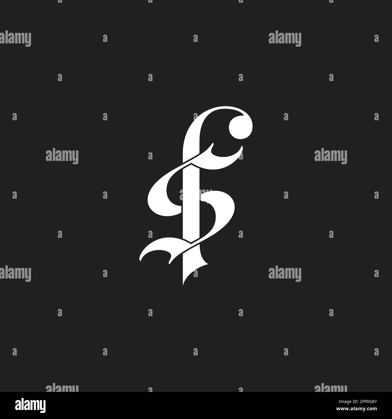 letter fs simple linked overlapping flat logo vector Stock Vector