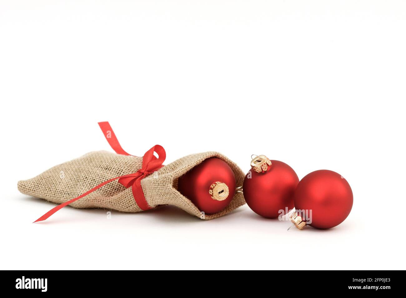 Santa bag with xmas balls Stock Photo