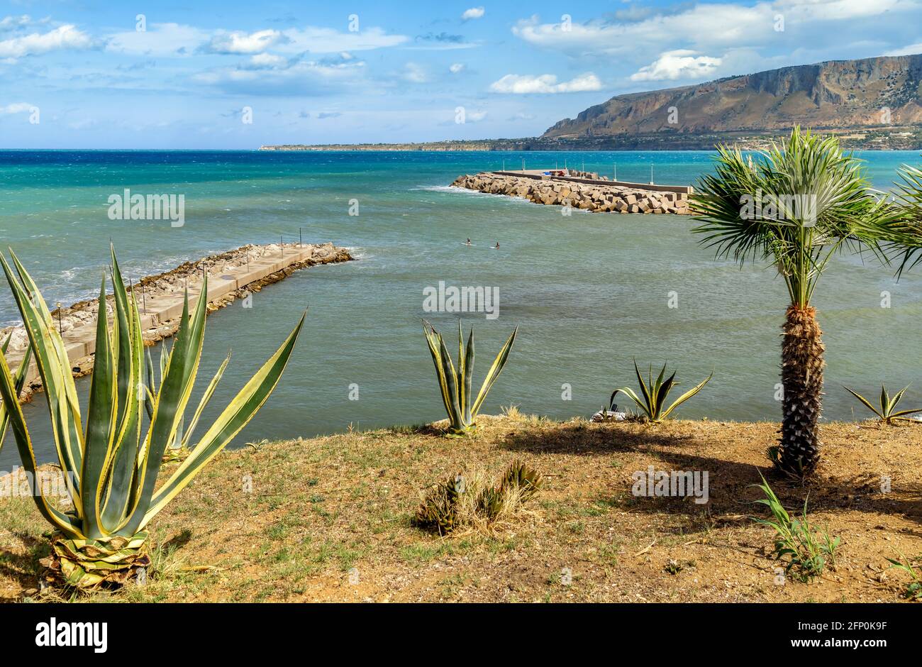 Landscape of Mediterranean sea from sicilian village Trappeto, province of Palermo, Italy Stock Photo