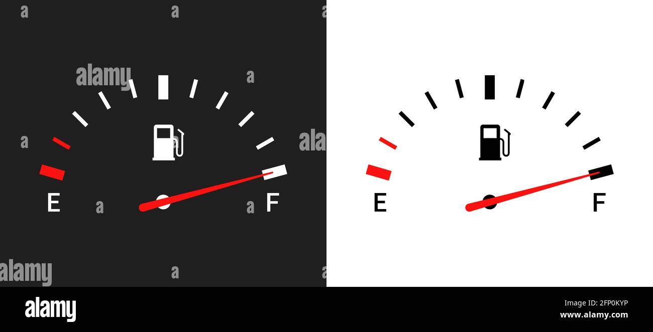 Fuel indicators gas meter. Gauge vector tank full icon. Car dial petrol