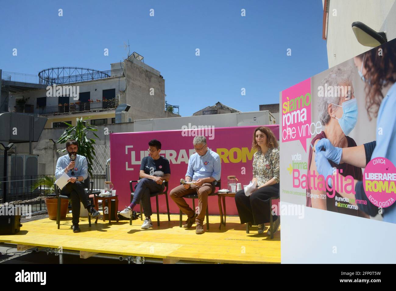 Rome, Italy. 20th May, 2021. From left to right: Amedeo Ciaccheri, Imma Battaglia, Massimiliano Smeriglio and Tatiana Marchisio Credit: Independent Photo Agency/Alamy Live News Stock Photo