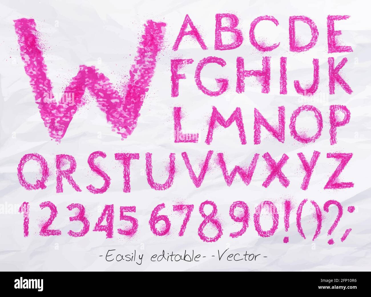 Alphabet set drawn pastel blots a spray pink color. Easily editable. Vector Stock Vector