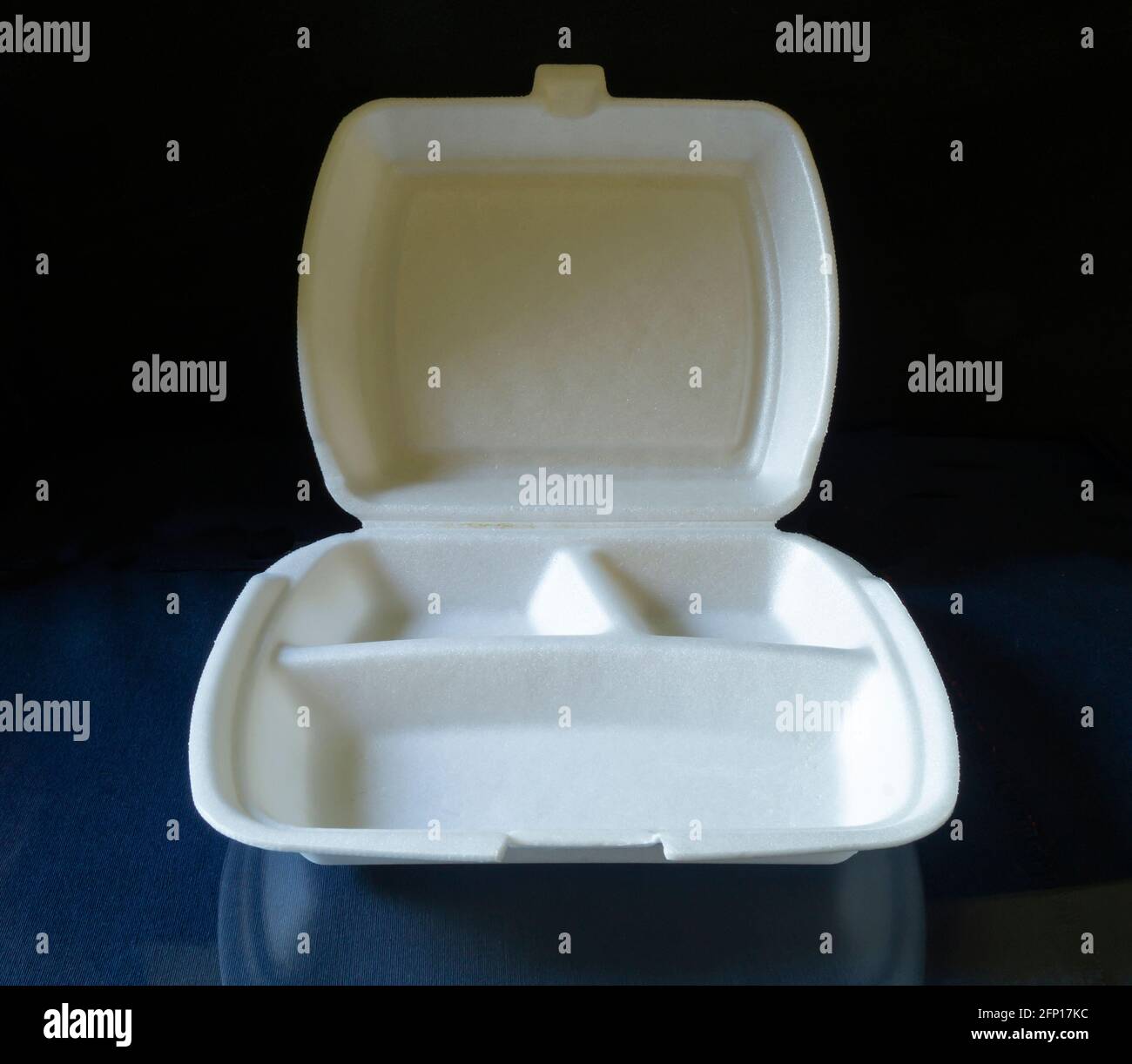 Empty styrofoam container for food.Empty container on black background Stock Photo