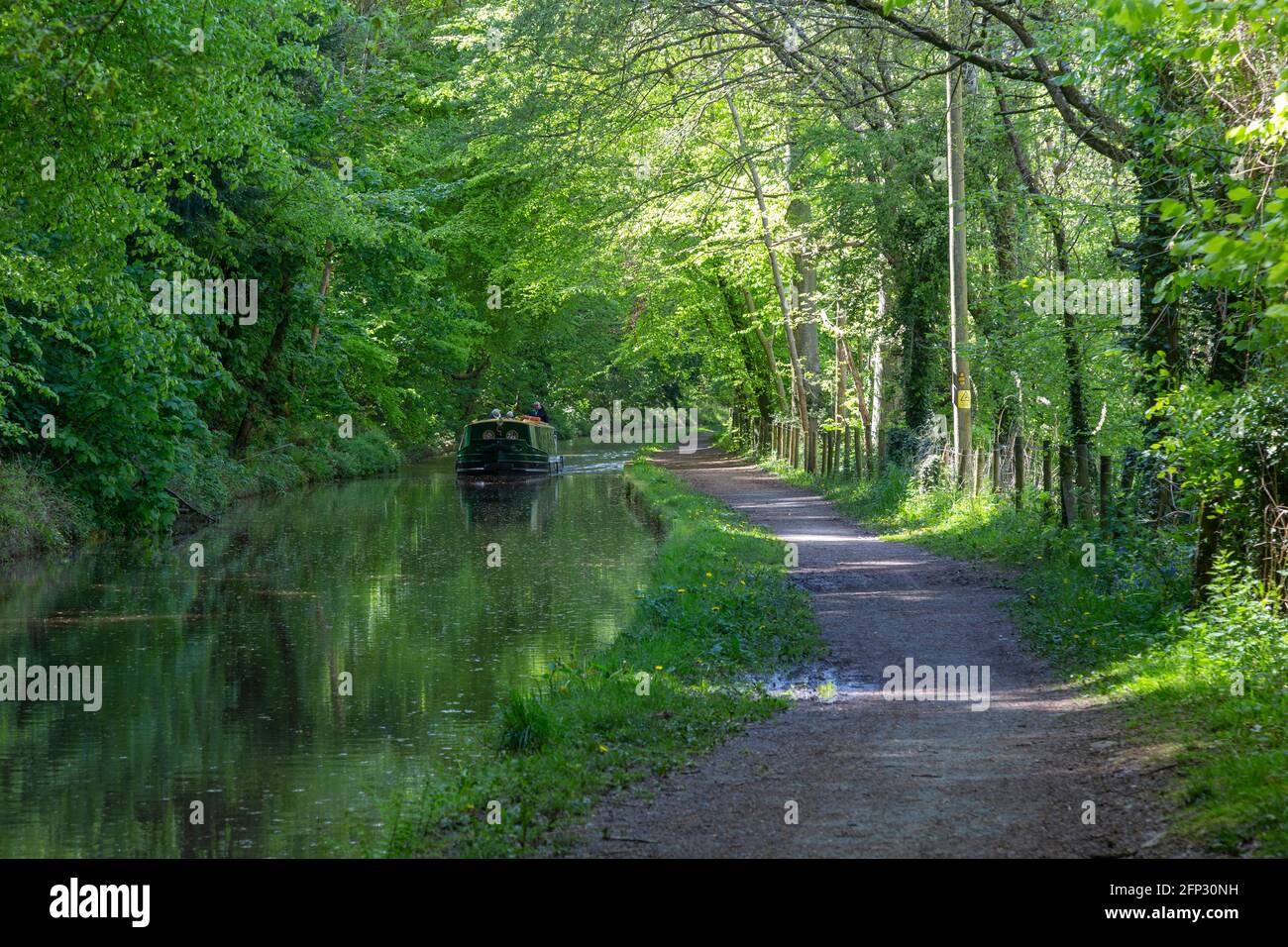 Towpath along the Monmouthshire and Brecon Canal,  Powys. Stock Photo