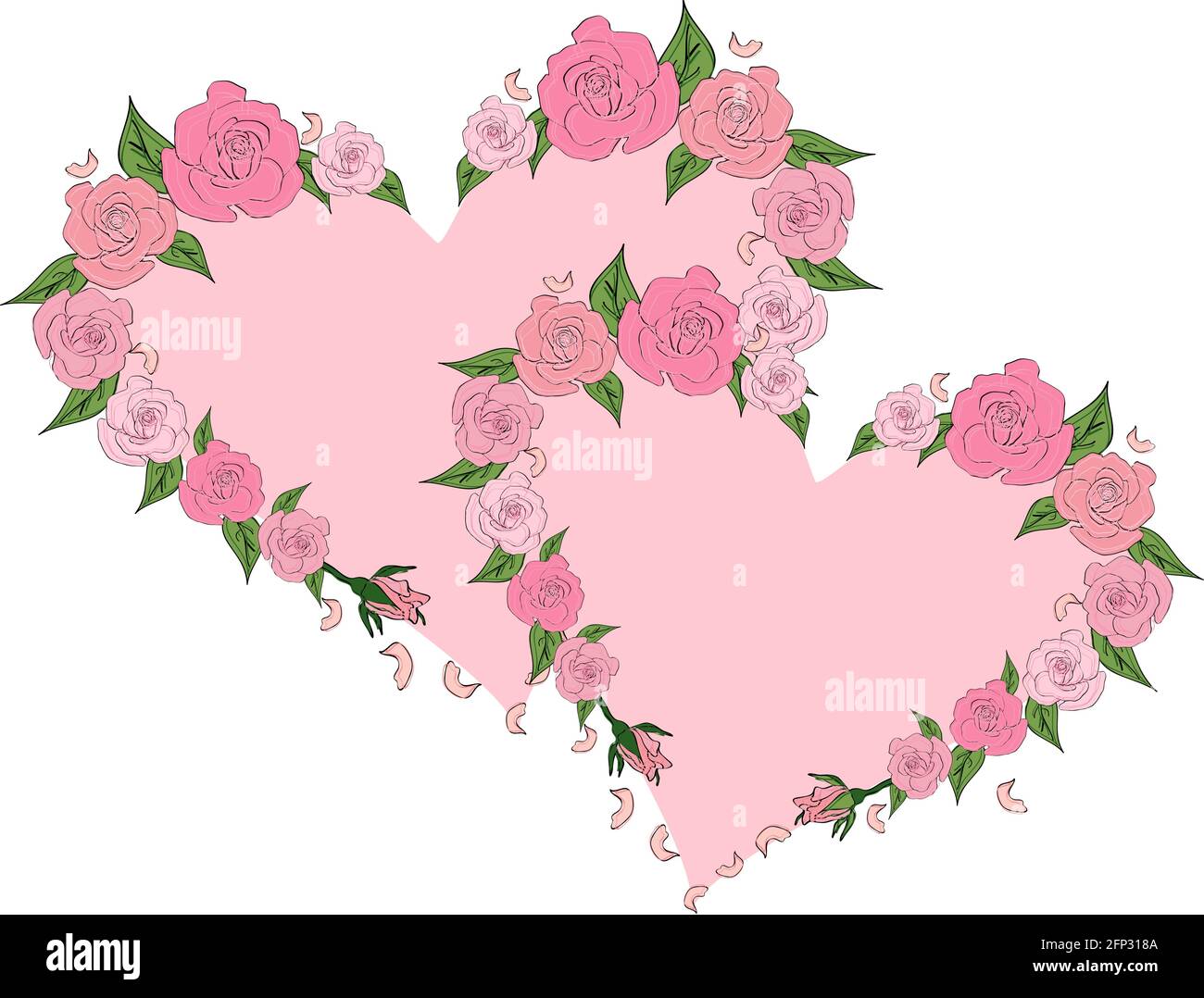 Two Roses Making A Heart Two hearts petals roses Stock Vector Images - Alamy