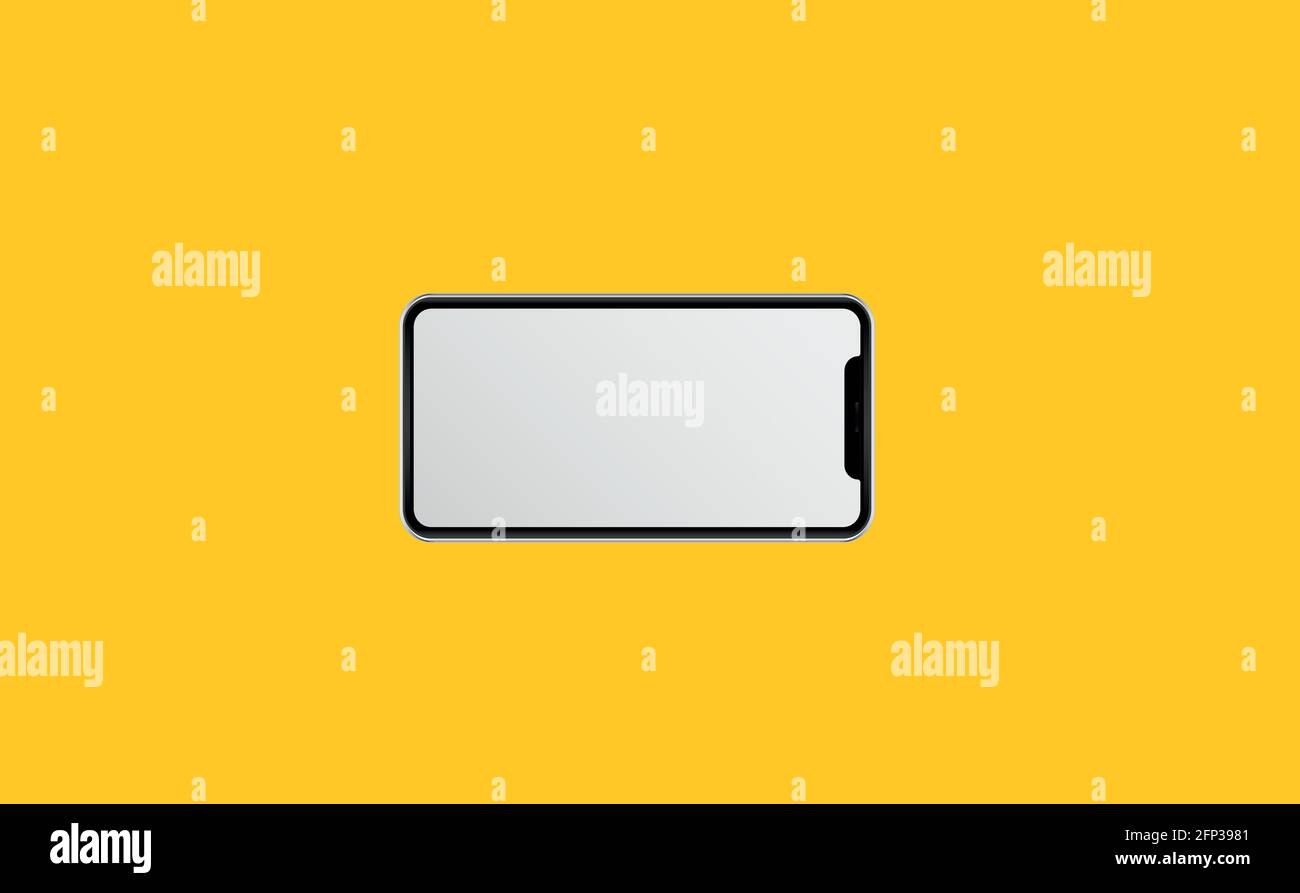 Smartphone mock up with blank screen, isolated on yellow. Vector Stock Vector