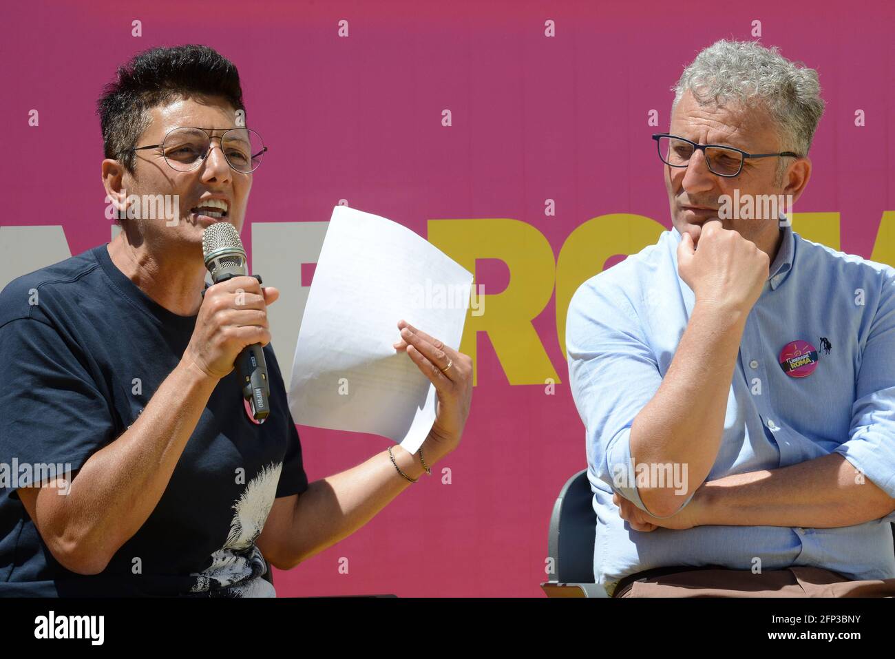 Rome, Italy. 20th May, 2021. Imma Battaglia (left) and Massimiliano Smeriglio (right) Credit: Independent Photo Agency/Alamy Live News Stock Photo