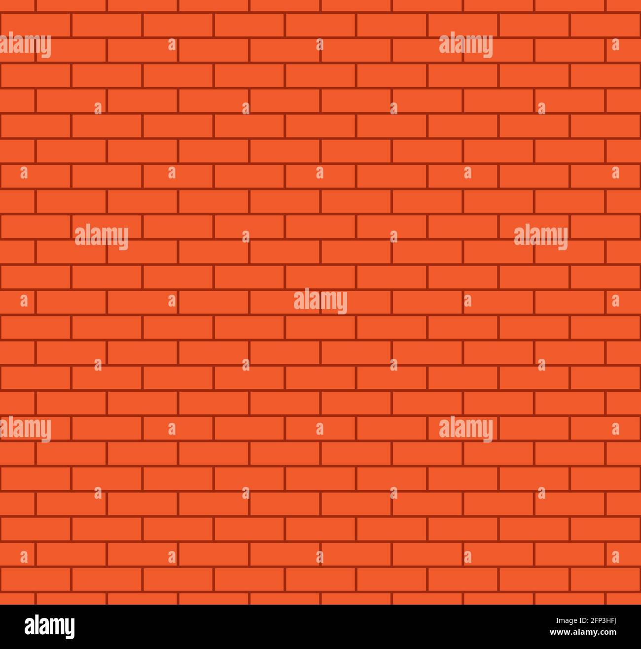 Orange brick wall seamless vector pattern. Stock Vector