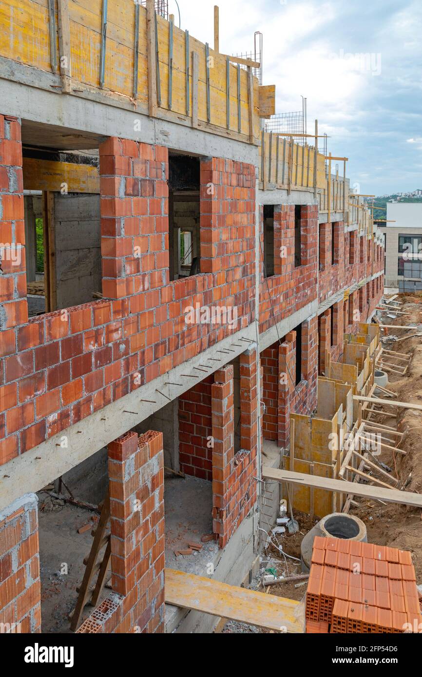 New Houses Attached Buildings Construction Site Stock Photo - Alamy