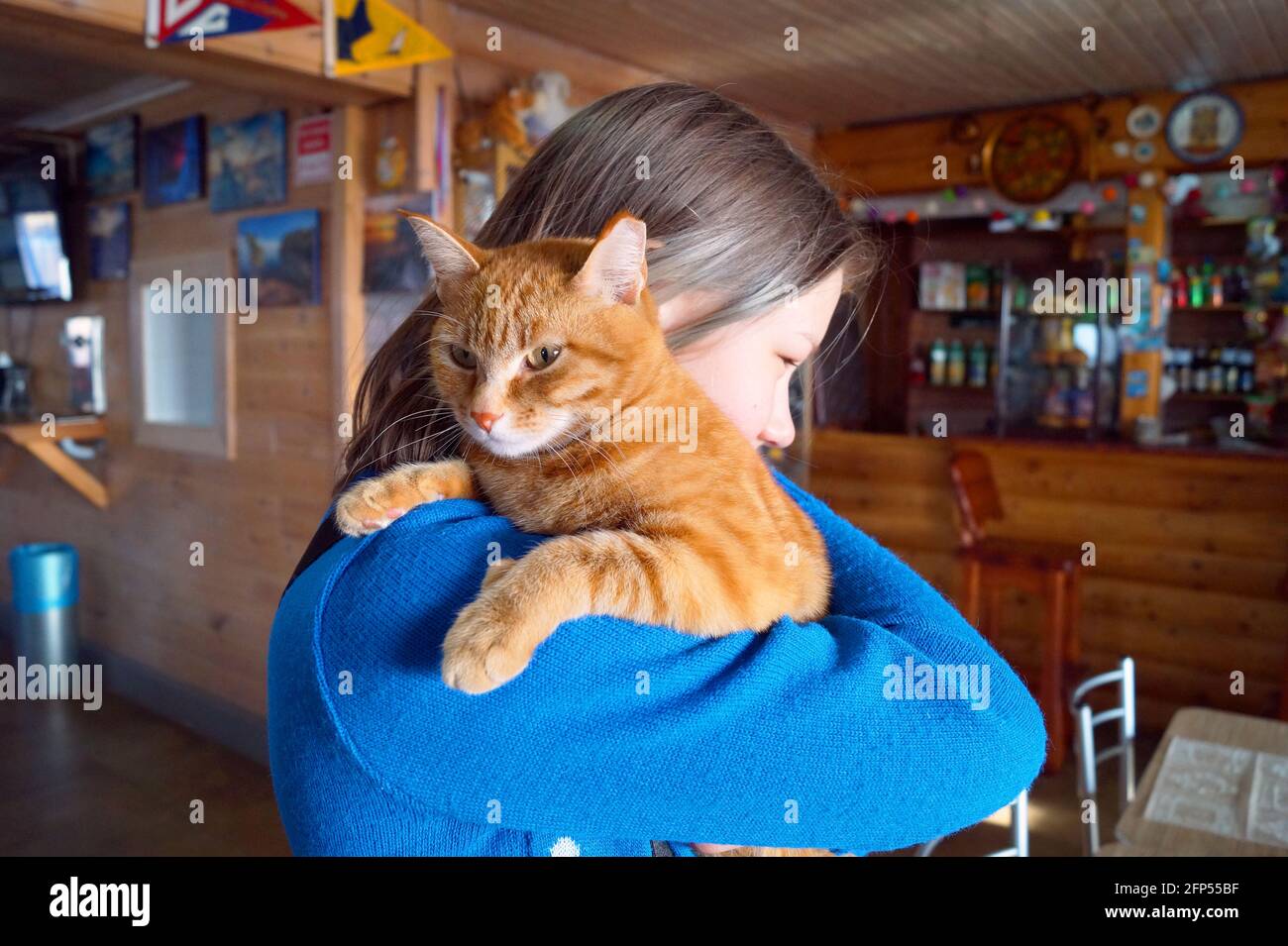 Teenage Girl With Pet Cat High Resolution Stock Photography And Images Alamy