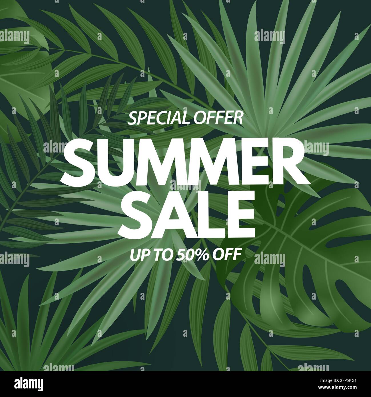 Summer sale poster. Natural Background with Tropical Palm Leaves ...