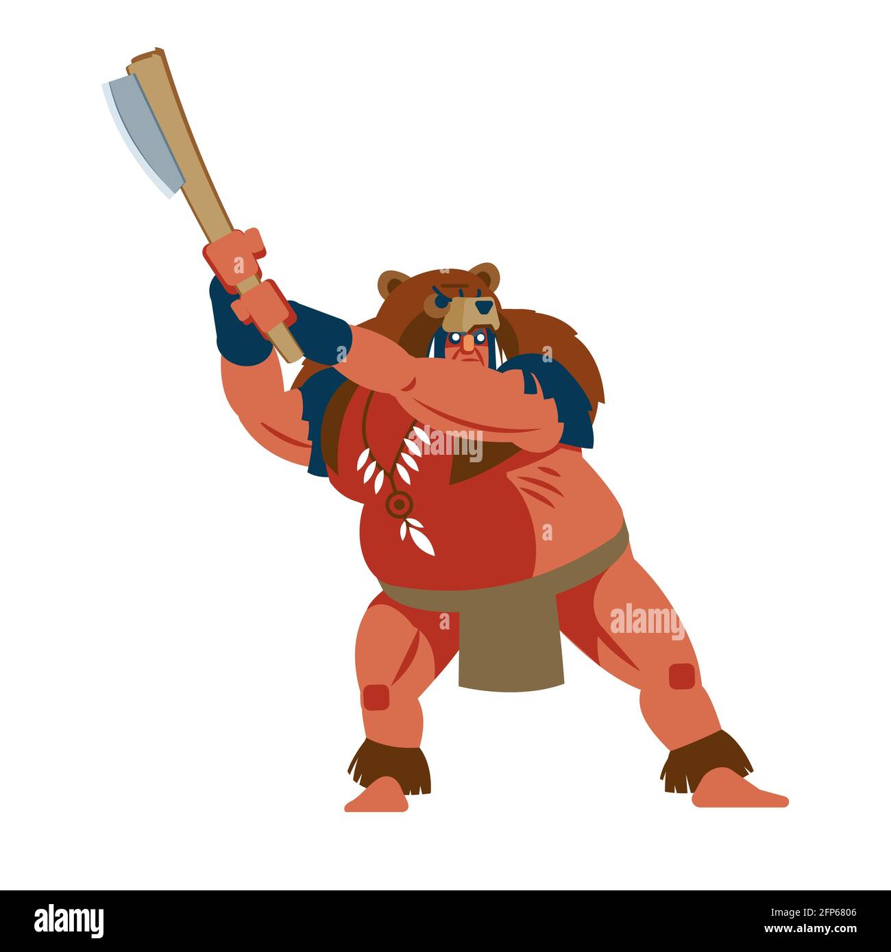 Bear monster. American Indian in animal bear monster costume at battlefield.  Native peoples of America. Male cartoon character isolated on white Stock  Vector Image & Art - Alamy