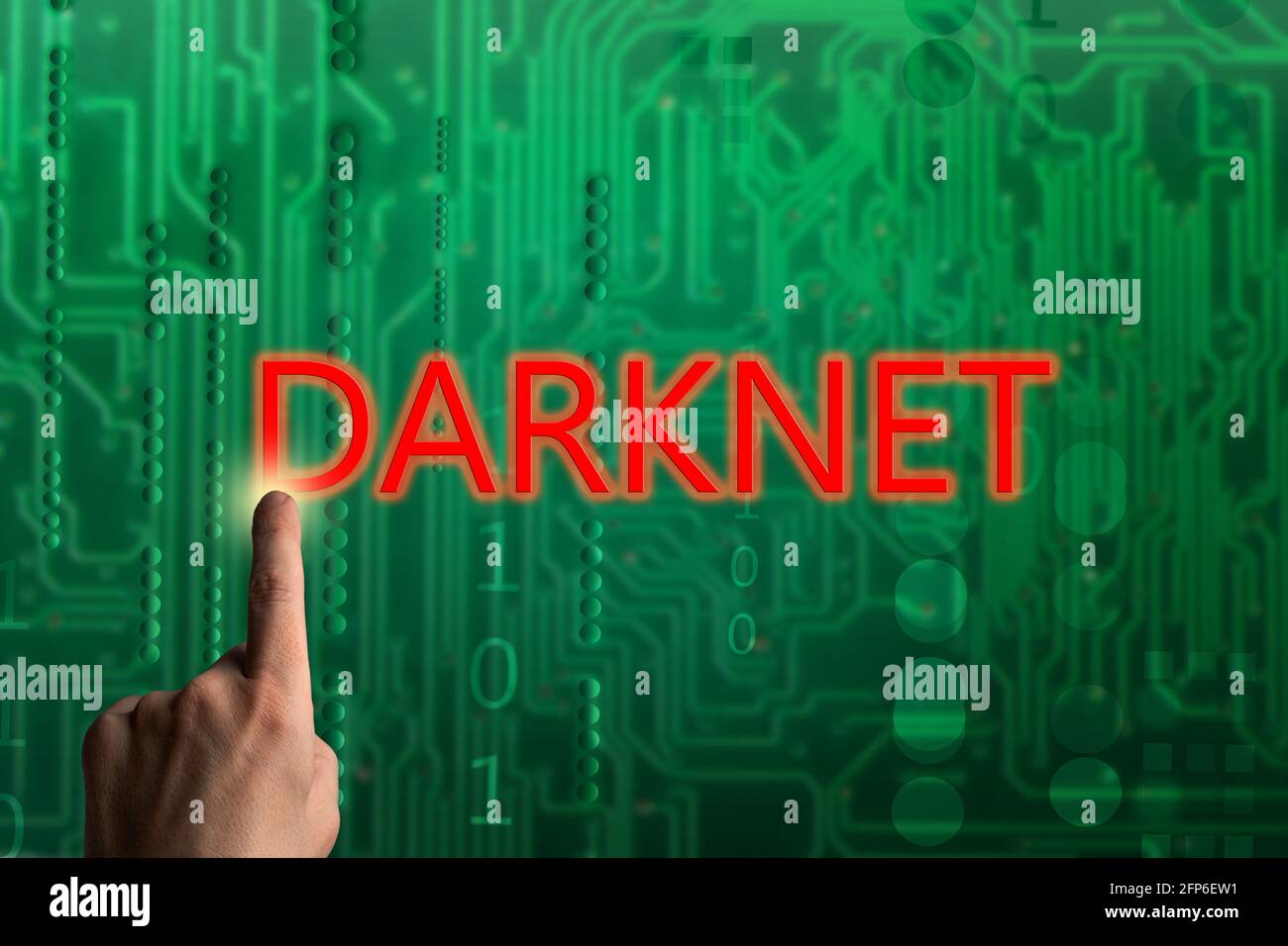 Man using hacking darknet. Data thief, internet fraud, dark web and cyber security concept Stock Photo