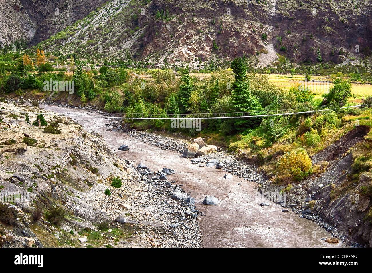 Suspension bridge in Himalayan mountains in Nepal Stock Photo - Alamy