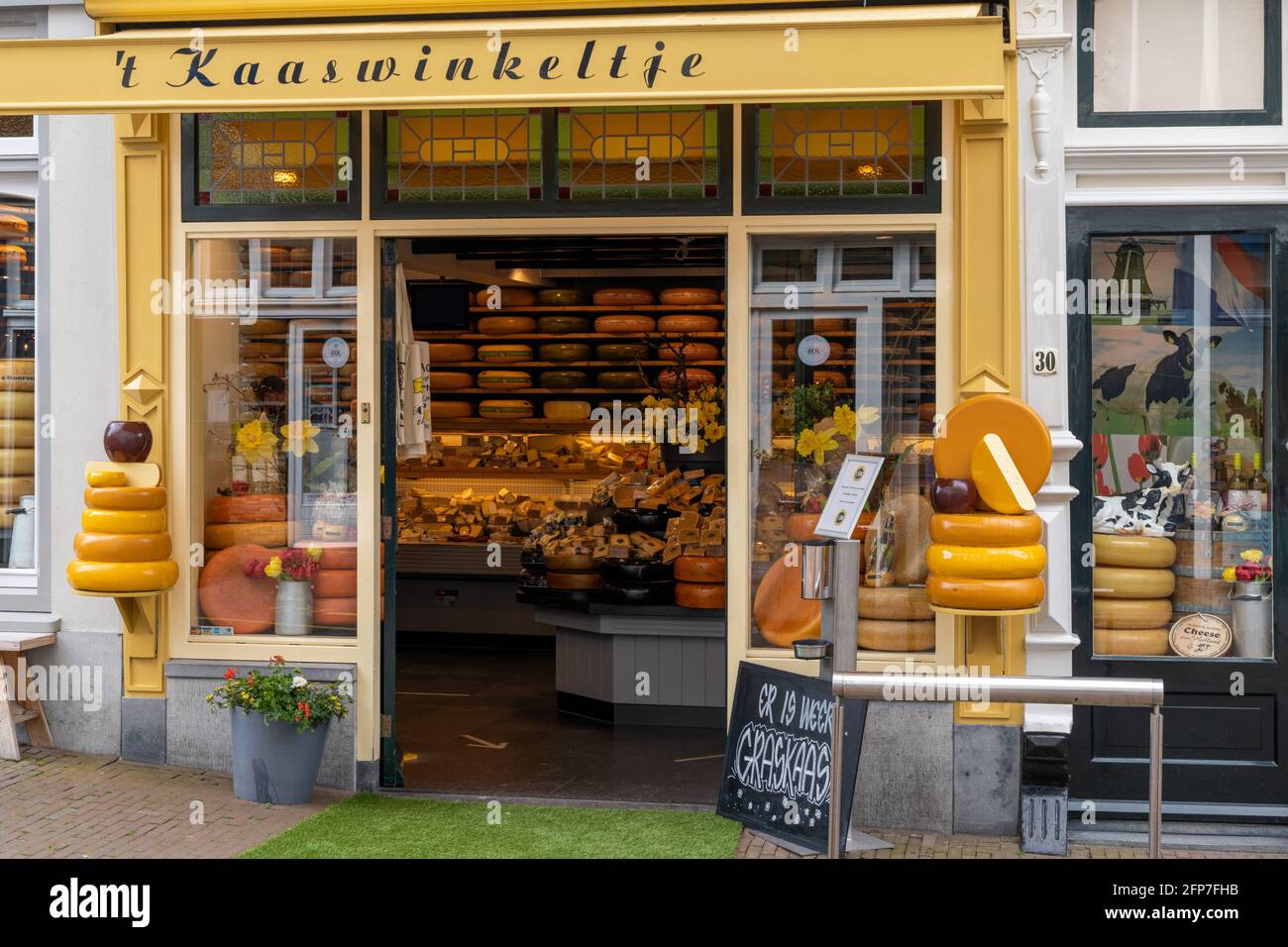 Gouda, Netherlands 15 May, 2021 typical traditional Gouda cheese